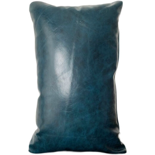 Langstreifen Ledersofa Kissen Kissen High-End-Kuhläden Nordic Wohnzimmer Feste Farbe Voller Taillenkissen Rückenlehne D679 Braun (doppelseitiger Kuhpferd) 55x32 cm (Lederabdeckung + Kissenkern)