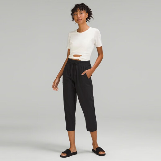 Lululemon 丨 Pull-on Damen GLASTIGE Taille, sich verjüngte Hosen mit mittlerer Länge mit mittlerer Länge 23 'LW6CIHS Schwarz S /6