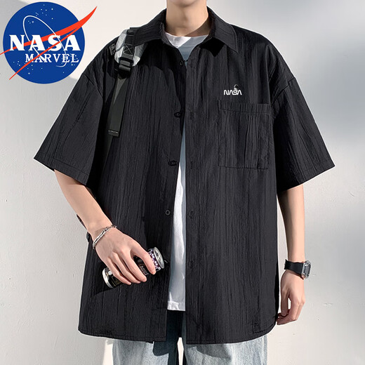 NASA Marvel Short à manches à manches courtes Mentes à manches à manches à manches moyens d'âge moyen et jeune chemise Summer Men's Summer Casual Casual White XL