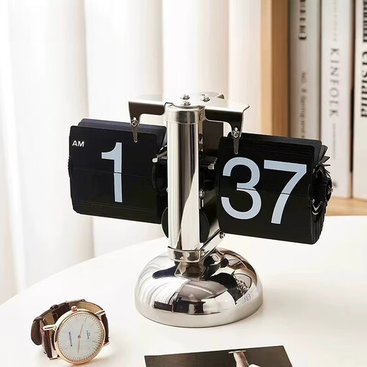 Jiatuling Donglai Quality Automatic Page Turning Machinery Clock Creative Clock Retro European Machinery Clock Modern Simple Customer 1048 Automatic Page Turning Clock [Black] 12-hour system 8-inch