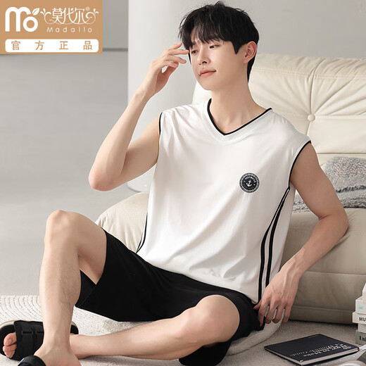 Modal men's pajamas men's summer new modal vest shorts thin ice silk cool home wear suit can be worn outside Sn9207 L Men-