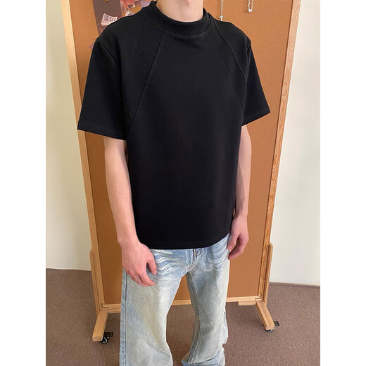 Fumile American Space Cotton Front Schulter kurzärmeliges T-Shirt Herren Sommer High-End-Gefühl schwer und hartes Reinigungsmittel halbärmelig oberstary reguläre XL empfohlen 120jin [Jin gleich 0,5 kg] bis 140jin [Jin gleich 0,5 kg]