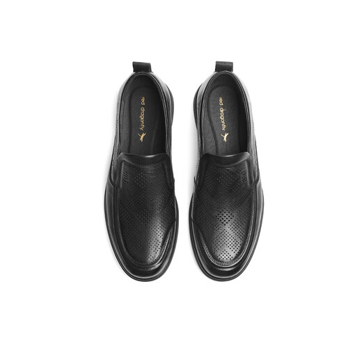 Red Dragonfly Left Month Hollow Leather Shoes 2025 Summer One-Pick Business Casual Shoes Men's WTA150511L Black Hollow 39