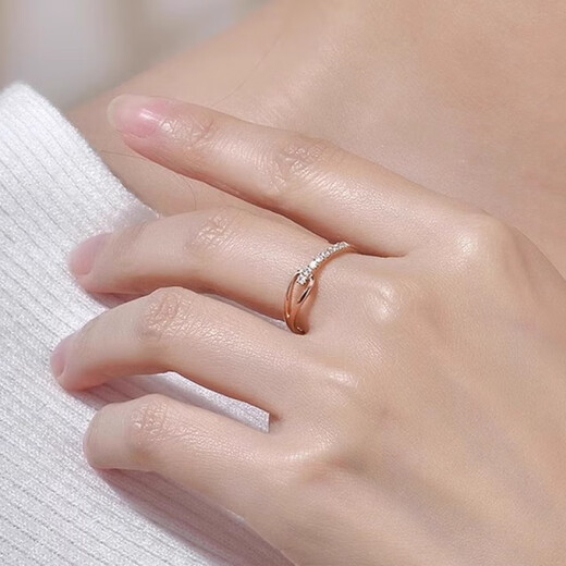 DL 1998 Fat Donglai same style 18k gold ring 18K gold women's Au750 rose gold diamond row ring Dafu tail ring 18K rose gold diamond ring No. 9
