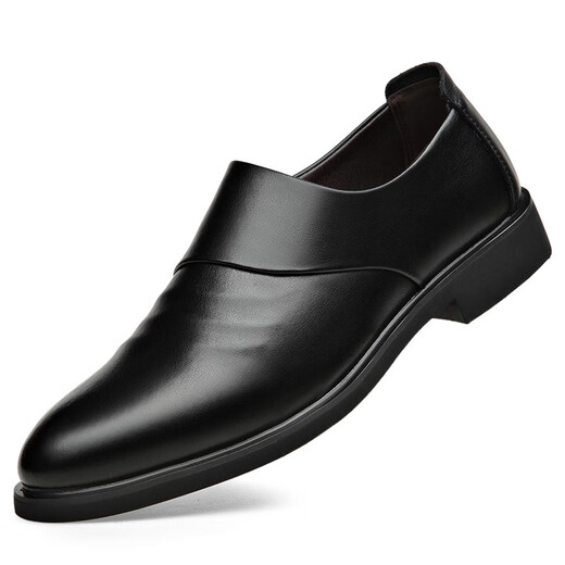 Holzspecker Herrenschuhe 2025 Frühlings- und Herbst-echtes Lederspitze Britisch-Business Formal Lederschuhe Herrenhöhe-verstärkt Hochzeitsbräutigam Schwarzer Plüschstil 6189-2 44