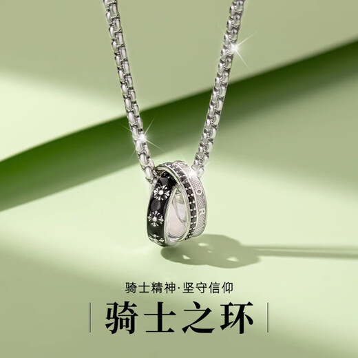 MOLC sterling silver necklace men's trendy boys pendant accessories niche high-end Valentine's Day gift for boyfriend's birthday L2571 Knight's Ring Silver Necklace