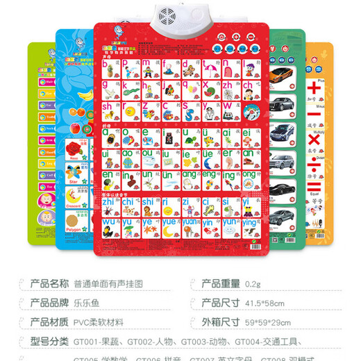 Gráfico de audio para la educación infantil para bebés y niños pequeños de 3 a 6 años, número de tarjeta de alfabetización Alphabet Los niños juegan con números + pinyin + alfabeto inglés