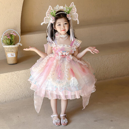 
Ant-Pie Girl Lolita Sling Dress 2025 New Children's Melody Sweet Dress Birthday Dress Pink (6628 Melody Sling Dress) 120 Recommended 5-6 years old (about 115 height)