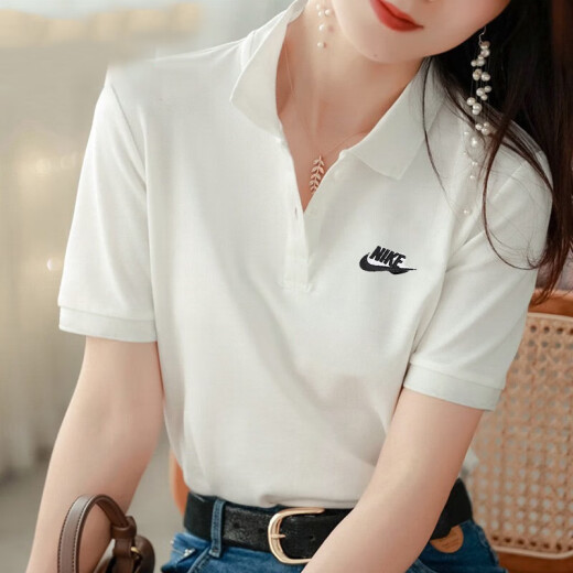耐克（NIKE）翻领polo衫女士短袖春夏新款透气纯棉运动t恤半袖CJ4457 FN3895-100/男码女穿 纯棉  S 100-120斤