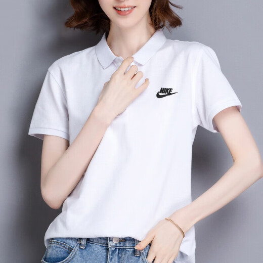 耐克（NIKE）翻领polo衫女士短袖春夏新款透气纯棉运动t恤半袖CJ4457 FN3895-100/男码女穿 纯棉  S 100-120斤