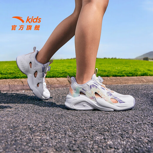ANTA children's sandals, girls' shoes, big children's 2026 summer new overbearing frame shoes, sports shoes, toe-toe beach shoes, girls white/poplar purple-6 40