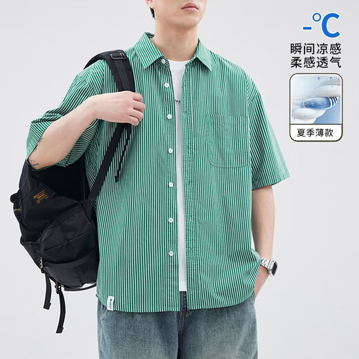 Pinstripe Purple American Camiseta Americana de manga corta Menera de verano Estilo delgado 2025 NUEVO PARCHE PARCHO PARCHO Camiseta de trabajo de cinco puntos Camisa Purple Z983 3XL [160-190Jin [Jin iguala 0.5 kg]]]