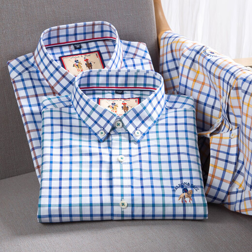 
Bivalli Paul short-sleeved cotton plaid Paul summer plaid shirt men's casual cotton half-sleeved business shirt inch shirt short-sleeved D2629 M 39