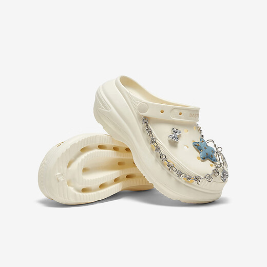 Bestu 2025 Summer New Casual Thick-Soled Croc Shoes Women's Heightening Baotou Back Hollow Sandals B3092BH5 White 38