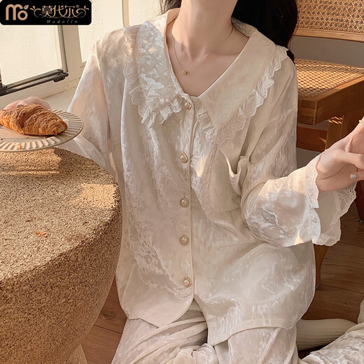 Modal gold velvet pajamas for women for women for autumn 2025 new long-sleeved trousers sweet princess style lace spring and autumn winter 9926-Turmeric M (recommended 80-100Jin [Jin equals 0.5 kg])
