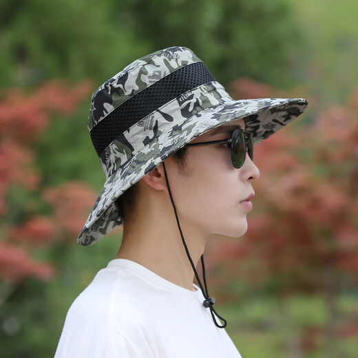 Hat men fishing fisherman hat men's big edge sun hat sun protection hat young mountaineering hat covers the face sun gray
