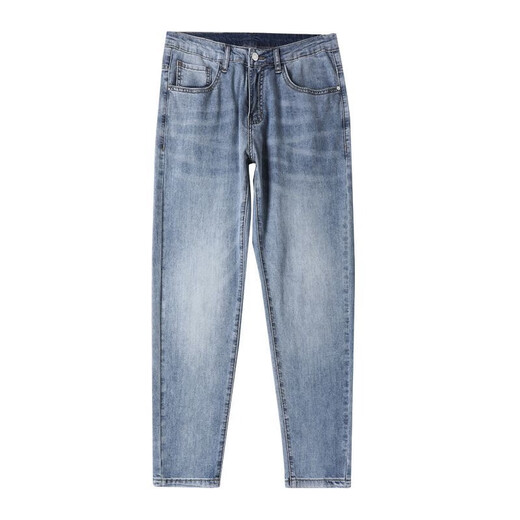 With pure A21 high-end light-color nine-point jeans men's trendy brand 2025 summer new slim-fit and versatile casual feet T699 light blue 29