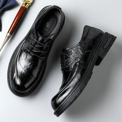 Cartelo British Herren Lederschuhe dicker alleinerhöhenverbesserter Geschäfte Casual Schuhe runden Zehen weich