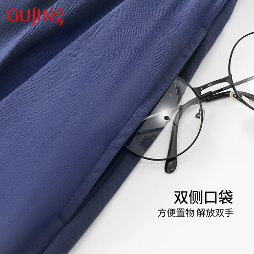 Ancient and modern 100% cotton men's and women's pajamas, lapel cardigans, long-sleeved trousers that can be worn outside, casual home clothes, couple sets, dark gray, men's style -7TN41 L