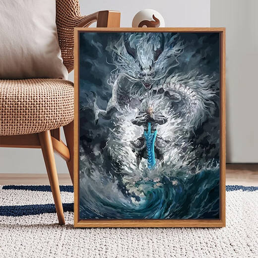 吉品帝2025新款哪吒2之魔童闹海数字油画DIY手绘涂鸦卡通感装饰 LL12173 60*80cm加厚内框+美观外框