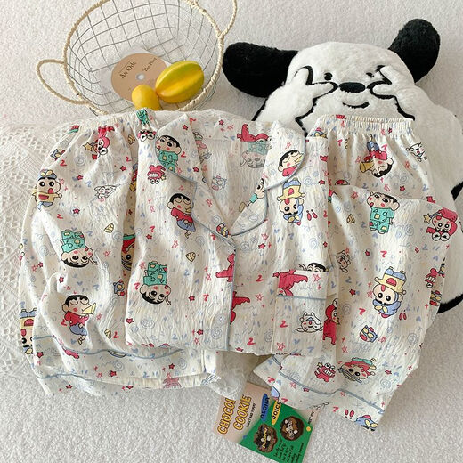 夏季短袖睡衣女薄款开衫三件套家居服新款可外穿卡通学生少女套装 9911浅杏蛋糕KT猫三件套 L