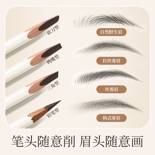 Chopper Eyebrow Pencil Waterproof, Sweatproof, Not Easy to Fade, Not Easy to Break, Long-lasting Wild Eyebrow Beginner Beauty Tools 2 Pack