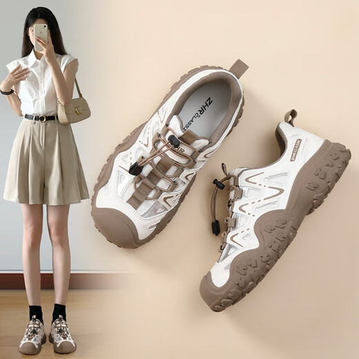ZHR Wanderschuhe für Frauen lässig Outdoor Sports Lightweight Creek Tracking Schuhe für Frauen vielseitige Spleißen Frauenschuhe G683 Rice Brown 40