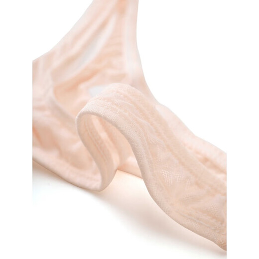 Men's thong ice silk jacquard thong transparent sexy T-pants breathable fashion personality sexy high elastic pink S44-53 kg