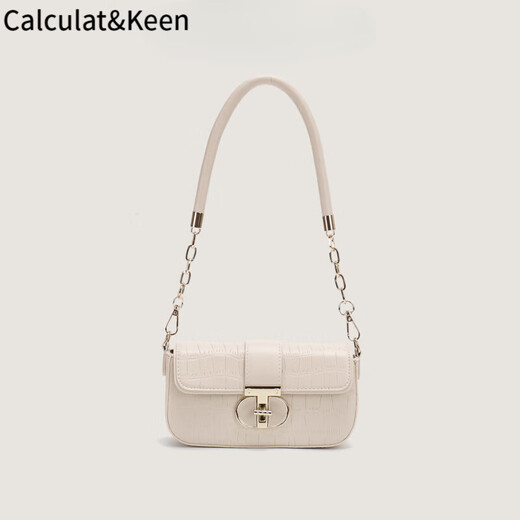 Calculat/Keen (Calculat/Keen) CK Women's Bag Original Pfirsich Oolong Französische Unterarm -Tasche Nische Kette Crossbody Single Schulter 753 Schwarz und Grau 2 Schultergurte Spot Geschenkbox + Geschenk