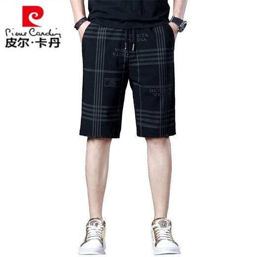 Pierre Cardin Sommer Dünne Eis Silk Casual Shorts 2025 Sommer Lose gerade High-End-Mid-Wolzen trendige Fünf-Punkte-Hosen 1585 Black 36 zwei Fuß acht
