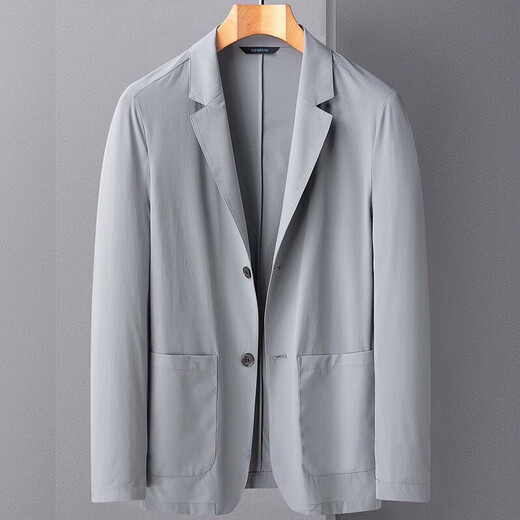 常缕竺【1477次回购】单西薄款超轻薄弹力新款外套防晒冰丝西服西装 米黄 4XL 195码 195-210斤拍