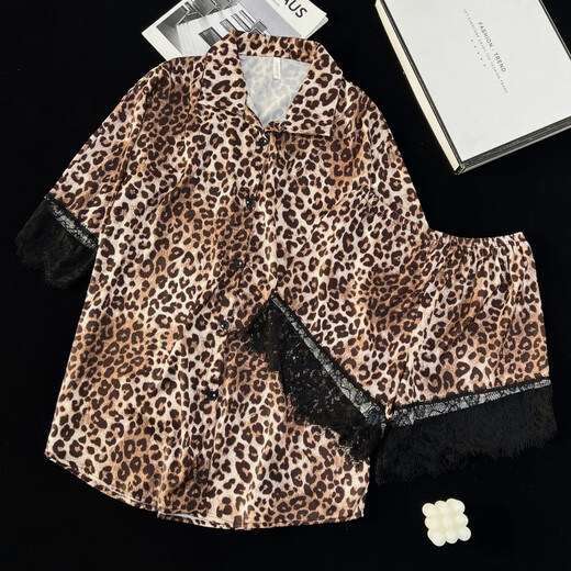 Ziweiqi pijama de seda de hielo y nieve de hielo y nieve para mujeres mangas de verano set de dos piezas 12357 tamaño único