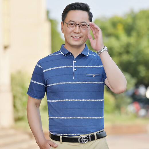 G|Y goldlion金利来爸爸短袖t恤男夏中年男装夏季中老年人男士夏装冰丝光棉上 691-灰色 2XL