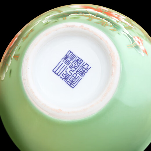 Aoshi Jingdezhen ceramics new Chinese vase crafts living room ornaments wine cabinet entrance tea room antique shelf decorations bean green glaze lotus adornment bottle + base