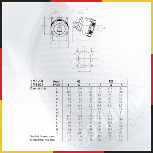 MENNEKES 209A MENNEKES 63A 380V 5P IP67 concealed industrial socket waterproof aviation plug male and female docking 63A-380V-209A