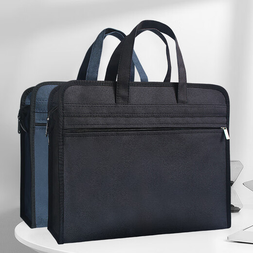
Jianteng Business Meeting Commuter Men's Women's Briefcase Bag File Pack Customized File Bag Zipper Large Capacity Waterproof Data Bag Simple Tote Bag High-end Sense Tote Bag 9901 Dark Blue 39*29*9cm