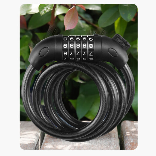 40,000 kilometers bicycle password lock thickened steel cable lock anti-shear anti-pressure anti-oxidation anti-theft lock outdoor mountain bike black