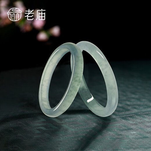 Laomiao jadeite ring, ice seed floating flower, blue water jade ring, stackable, elegant, gift to girlfriend, birthday gift to wife, jadeite ring 15#