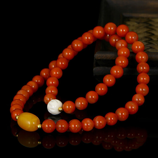 Mingpo Shijia Natural South Red Bracelet Women's Multiple Circles Two Circles Beeswax Bracelet Agate Transfer Jewelry Authentic Birthday Gift for Girlfriend