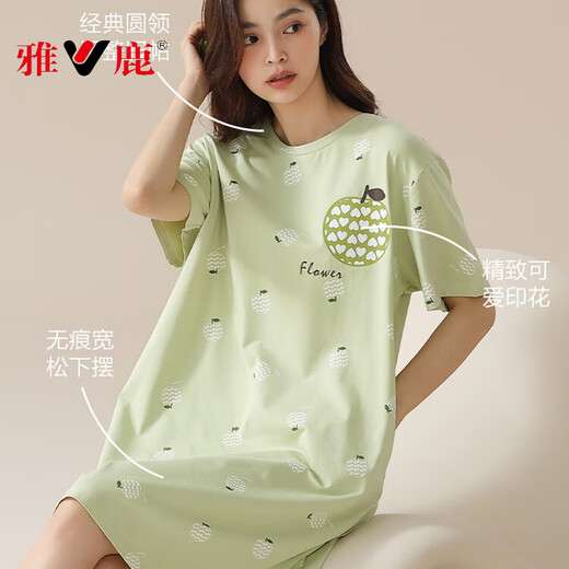 Yalu-Nachthemd für Sommer Frauen reine Baumwolle kurzärmelige niedliche Cartoon-Pyjamas für Frauen Sommer loser atmungsaktiven Frauen Heimkleidung 15604 xl 170 (125-140jin [Jin gleich 0,5 kg])
