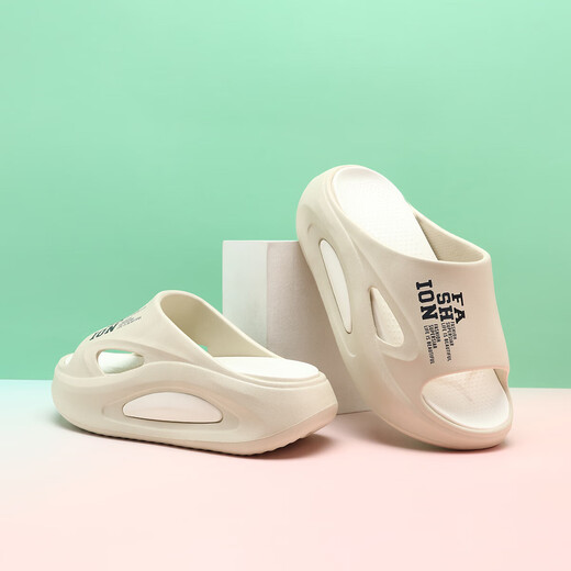 
Thick-soled slippers for women in summer wear 2025 new sandals non-slip sponge cake sole home drag and shit feel casual beach shoes khaki 37-38