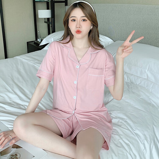 Produit wuyin youliang 2024 Nouveau pyjama pour femmes en été shorts en coton pur pour les filles d'été Femmes d'été Muji 12347 avec poitrine M 80-100