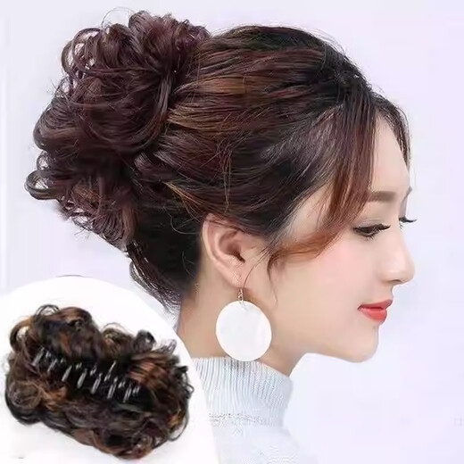 Wig gripper flower girl short hair realistic adult ponytail hair clip hairpin back of the head to show hair volume dark brown gripper style
