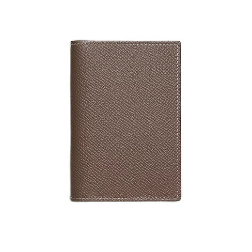 Hermes Men's Bag Euclid Card Holder Four Card Slots Double Compartment Calf Leather Credit Card Bag Bi-fold Vertical Wallet Elephant Gray Regular