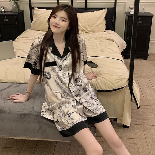 FHHUABD韩系感冰丝春夏季薄款睡衣女爱心开衫可外穿家居服女套装批发 LW-9214# 2XL 【建议130-145斤】