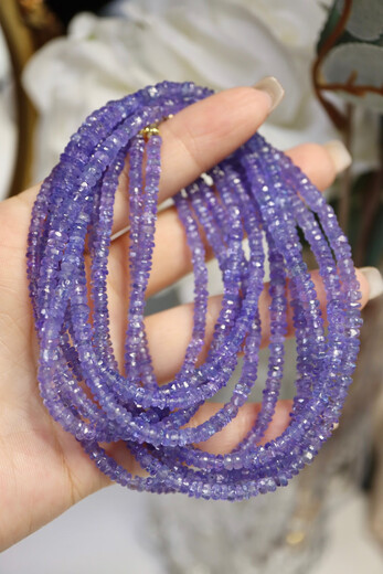 Huaiyin 18k gold tanzanite necklace faceted natural gemstone necklace for women versatile spring and summer vitality girl purple 18k gold tanzanite faceted 42cm