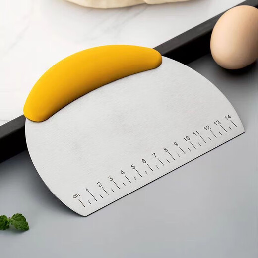 Stainless steel noodle knife, non-stick scraper, flour bread cutting rice roll scraper, silicone pad, special random color, + PP handle