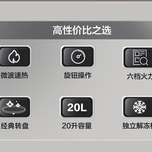 Galanz national subsidy household microwave oven 20 liters mechanical large flat plate easy to clean and even heating intelligent small mini quick heat sterilization knob simple and convenient operation B1 upgraded large flat plate black