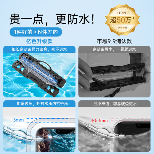 Yise (ESR) mobile phone waterproof bag touch screen takeaway rider special mobile phone bag touch screen waterproof mobile phone case swimming lanyard neck rain bag hot spring photography diving large dustproof shell