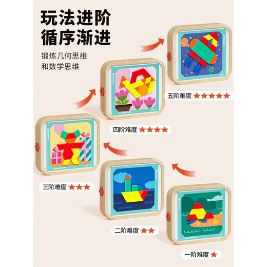 Rompecabezas magnéticas Jigsaw Puzzle Bloques de construcción geométrica Baby Kindergarten Fuerza de 3 a 6 años de niños y niñas Juguetes para niños Buque insignia Gran Modelo de madera magnética [288